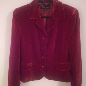 Anne Klein Suit Red Velvet Blazer Jacket Size 10
